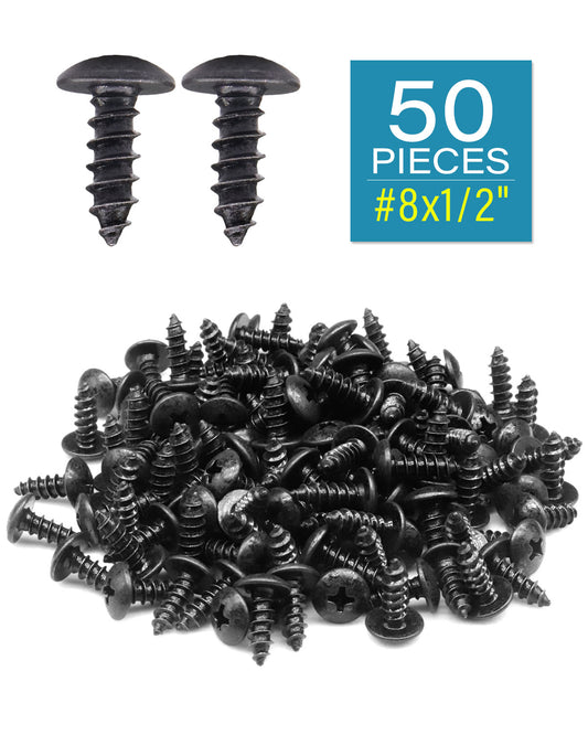 50pcs #8 x 1/2 inch Truss Head Phillips Wood Screws with Black Oxide Coated | by IMSCREWS