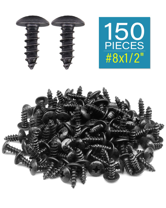 IMScrews 150pcs #8 x 1/2 inch Truss Phillips Wood Screws with Black Oxide Coated