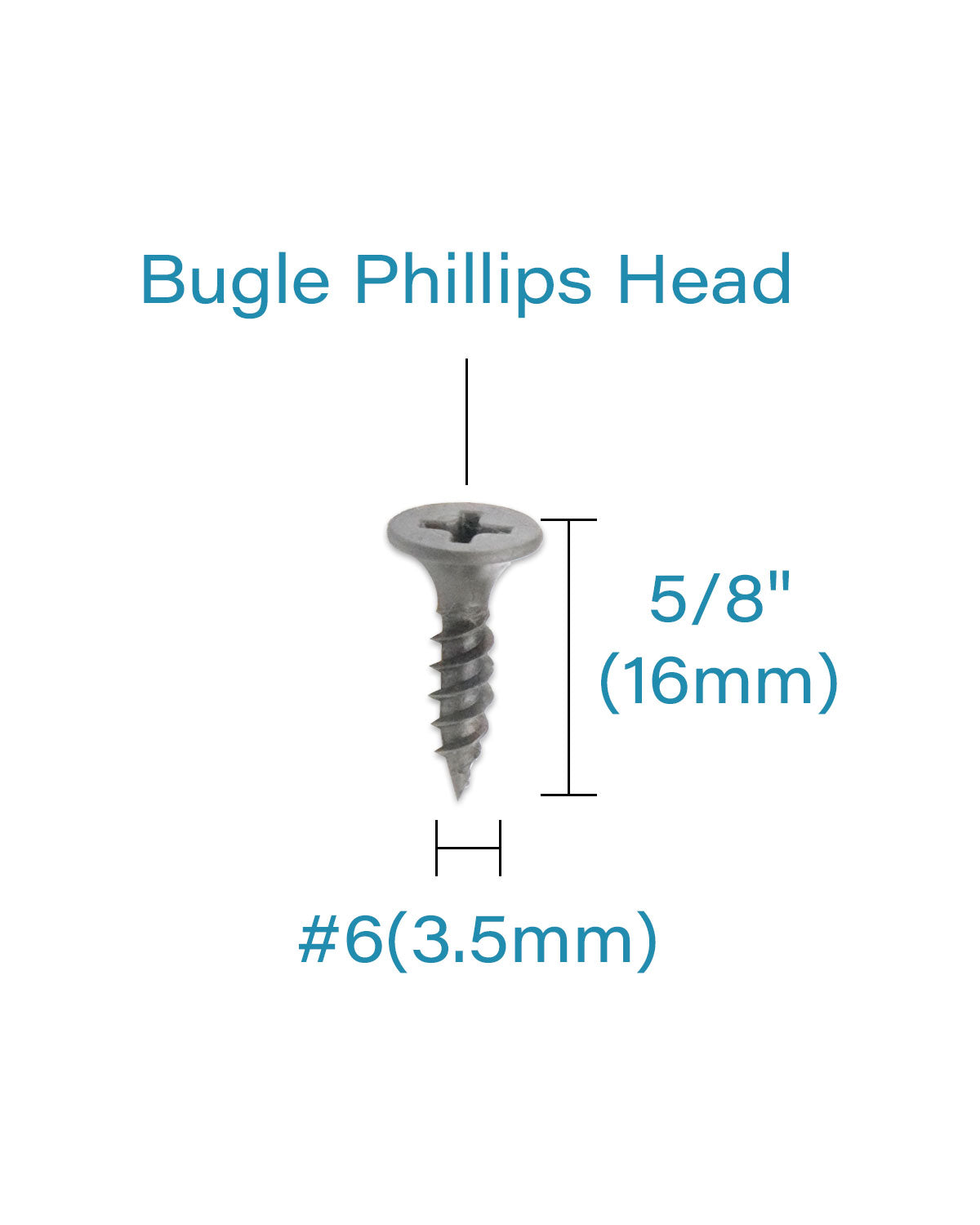 IMScrews 100шт #6x5/8" Шурупы для гипсокартона с плоской головкой Phillips с тонкой резьбой и острым концом Шуруп по дереву, углеродистая сталь 1022A, серый фосфат