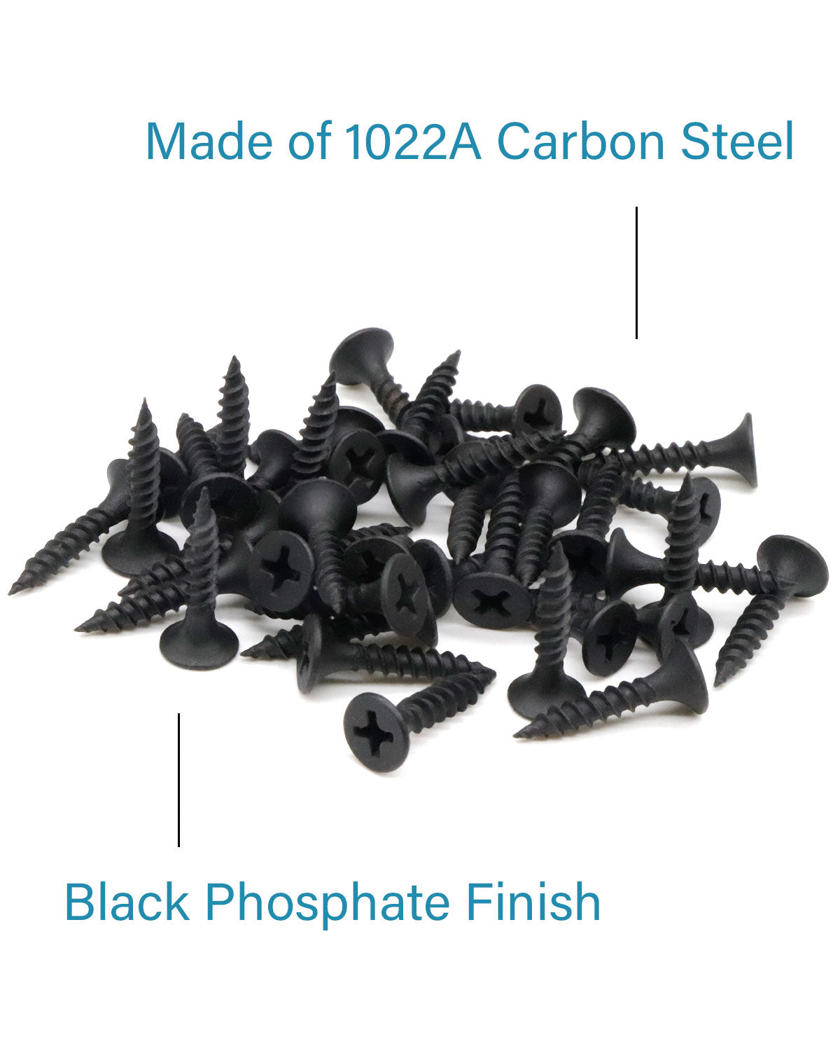 IMScrews 100pcs #6 x 3/4" Flat Head Phillips Drywall Screws Fine Thread Sharp Point Wood Screw, Carbon Steel 1022A, Black Phosphate