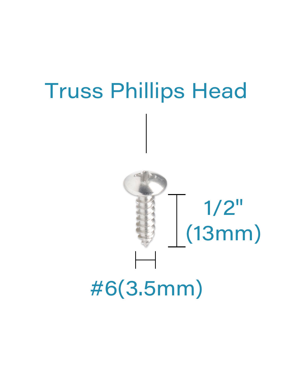 IMScrews 100Pcs #6 x 1/2"(12mm) Truss Head Phillips Wood Screws Heavy Duty 18-8 (304) Stainless Steel Screws