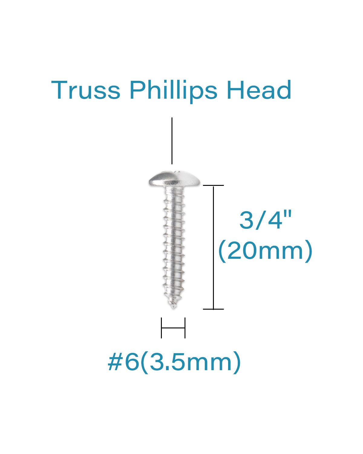 IMScrews 200 Qty #6 x 3/4"(20mm) Truss 304 Stainless Phillips Head Wood Screws