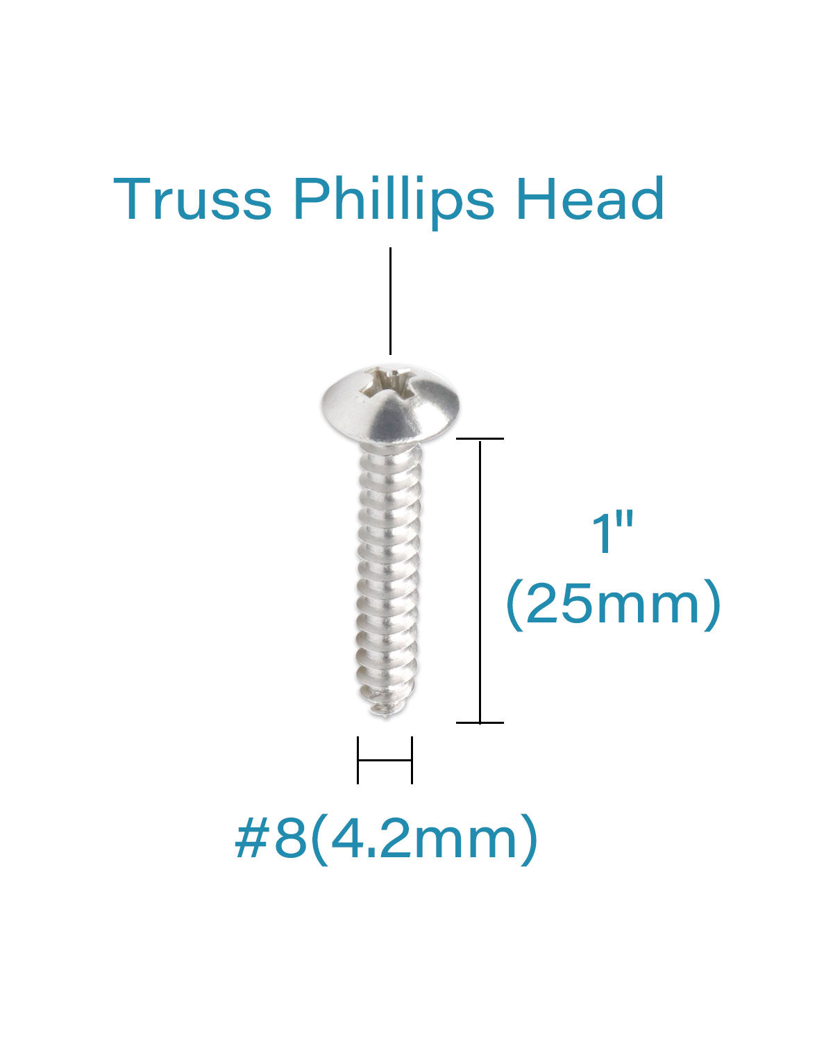 IMScrews #8 x 1"(25mm) 200Pcs 304 Stainless Steel Phillips Truss Head Self Tapping Sheet Metal Screws Assortment Kit