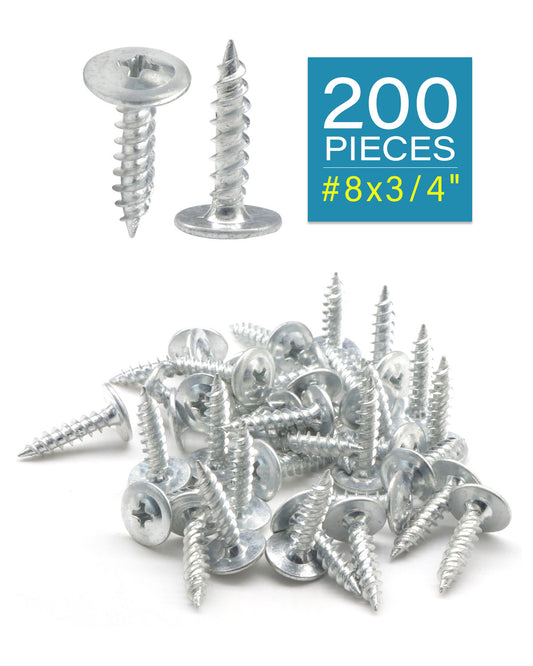 IMScrews 200pcs #8 x 3/4" Truss Head Screws Standard Thread Self Tapping Screws Wood Work MDF Zinc