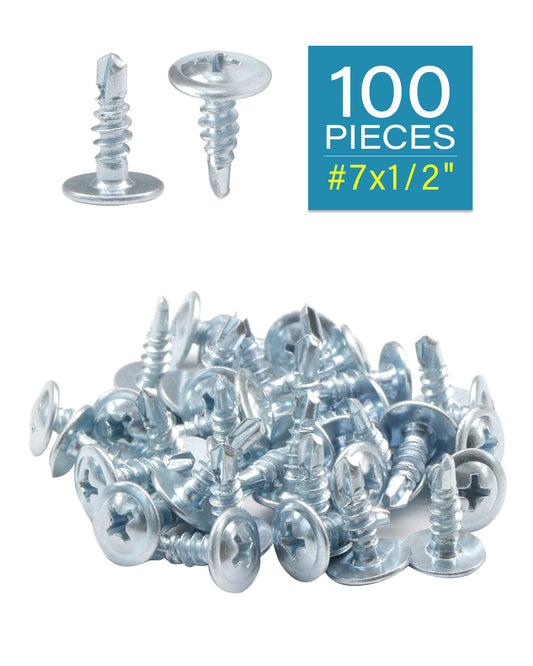 IMScrews 100pcs #7 x 1/2" Self Drilling Truss Head Screws Standard Thread Wood Work MDF Zinc