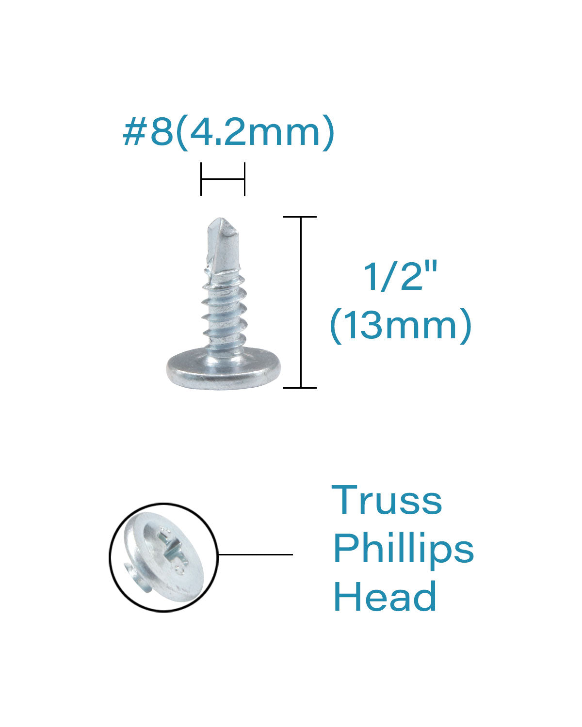 IMScrews 50pcs #8 x 1/2" Truss Head Screws Self Drilling Sheet Metal Screws Zinc Plated Modified Truss Head Self Driller