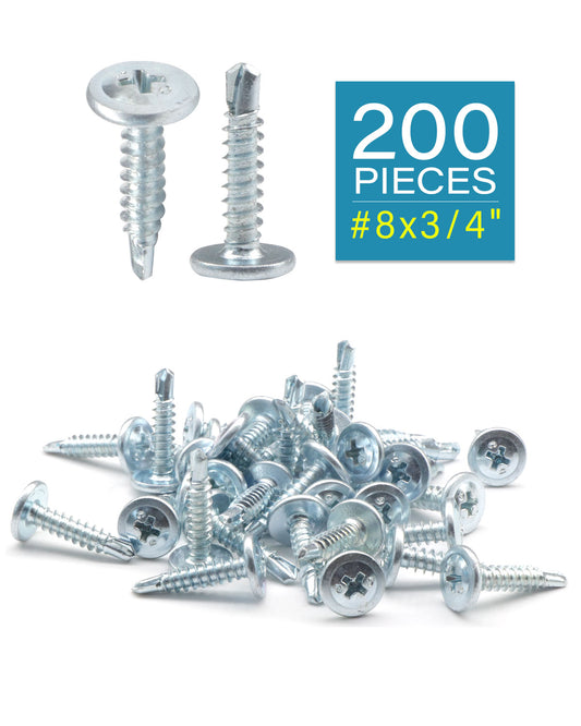 IMScrews 200pcs #8 x 3/4" Self Drilling Truss Head Screws Standard Thread Wood Work MDF Zinc