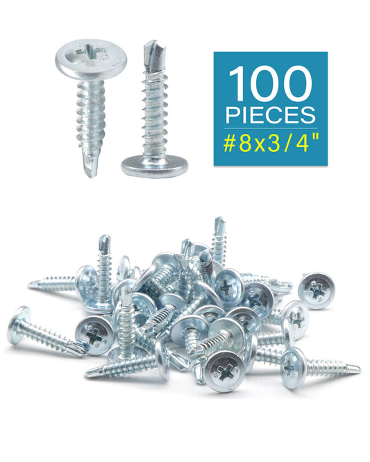 IMScrews 100pcs #8 x 3/4" Self Drilling Truss Head Screws Standard Thread Wood Work MDF Zinc