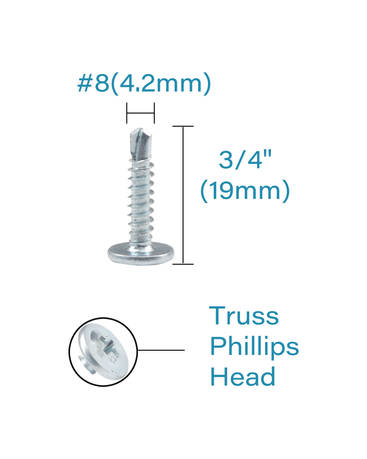 IMScrews 100 шт. #8 x 3/4 дюйма Самосверлящие винты с ферменной головкой Стандартная резьба Работа по дереву МДФ Цинк