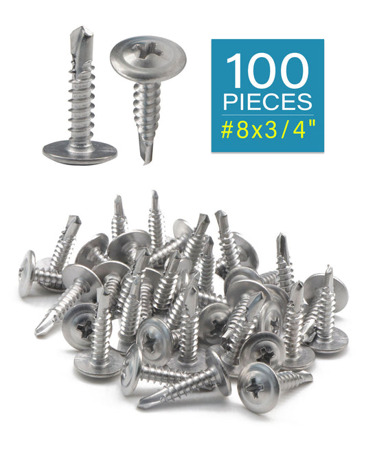 IMScrews 100 шт. #8 x 3/4 дюйма Самосверлящие винты с ферменной головкой Стандартная резьба Работа по дереву МДФ 410 Нержавеющая сталь