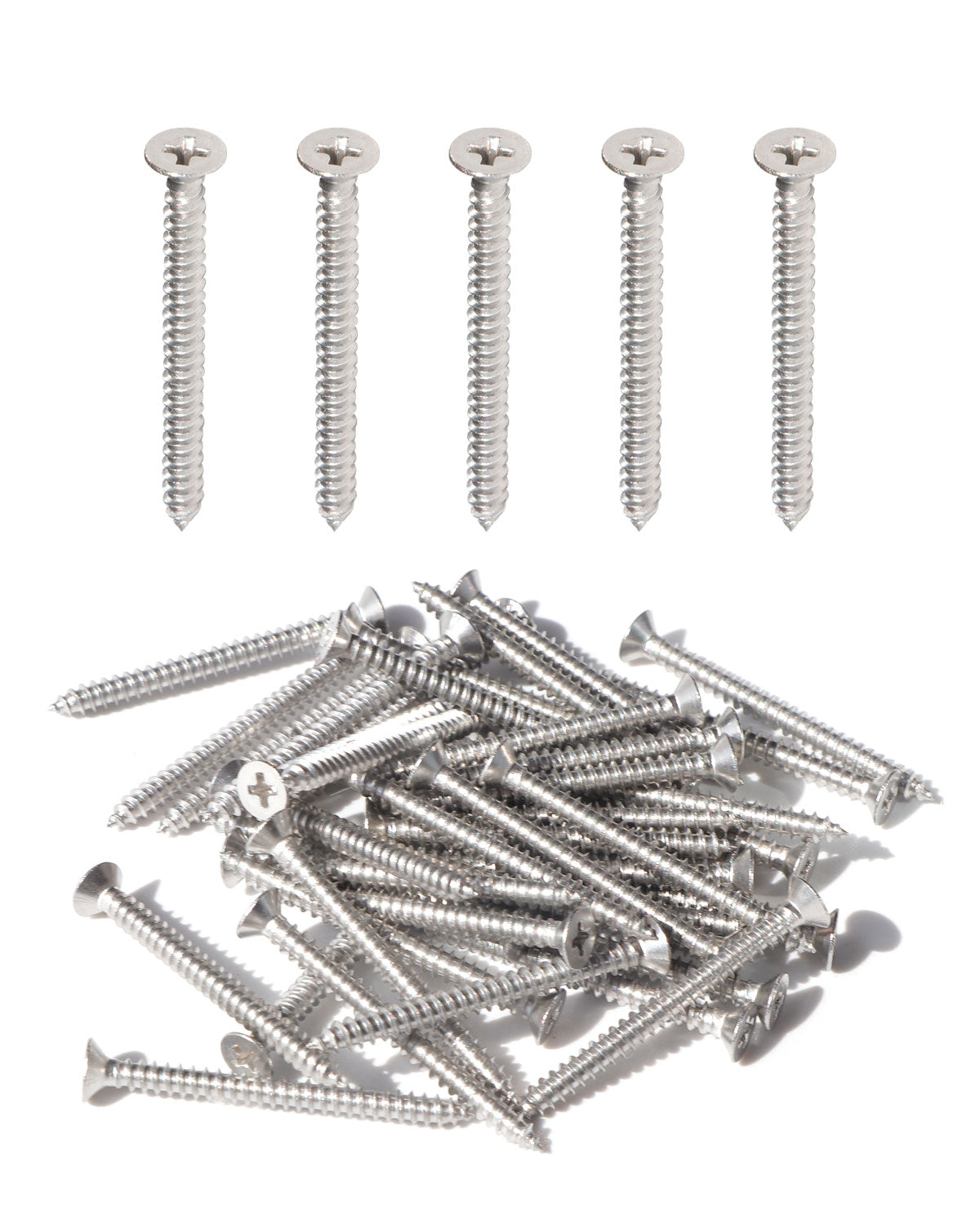 50pcs #4 x 1-1/4" (32mm) Stainless Flat Head Phillips Wood Screws 18-8 (304) Stainless Steel Countersunk Self Tapping Screws