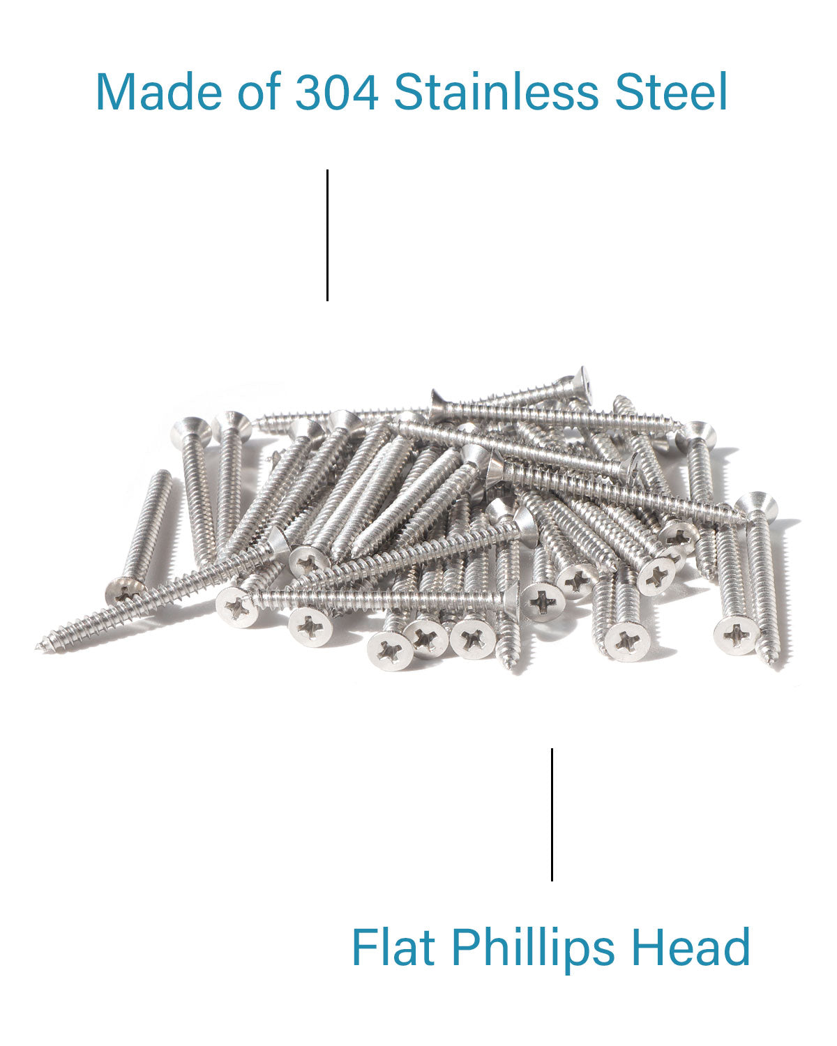 50pcs #4 x 1-1/4" (32mm) Stainless Flat Head Phillips Wood Screws 18-8 (304) Stainless Steel Countersunk Self Tapping Screws