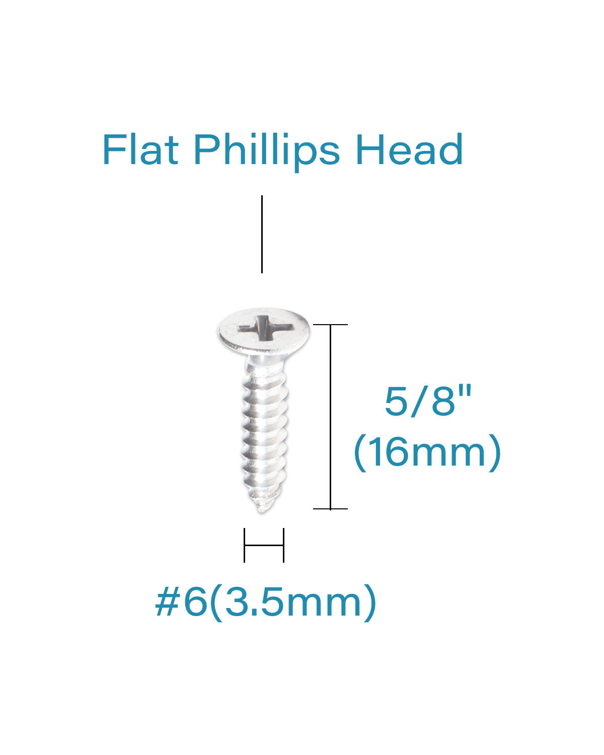 IMScrews 100pcs #6 x 5/8" (16mm) Stainless Flat Head Phillips Wood Screws 18-8 (304) Stainless Steel Countersunk Self Tapping Screws