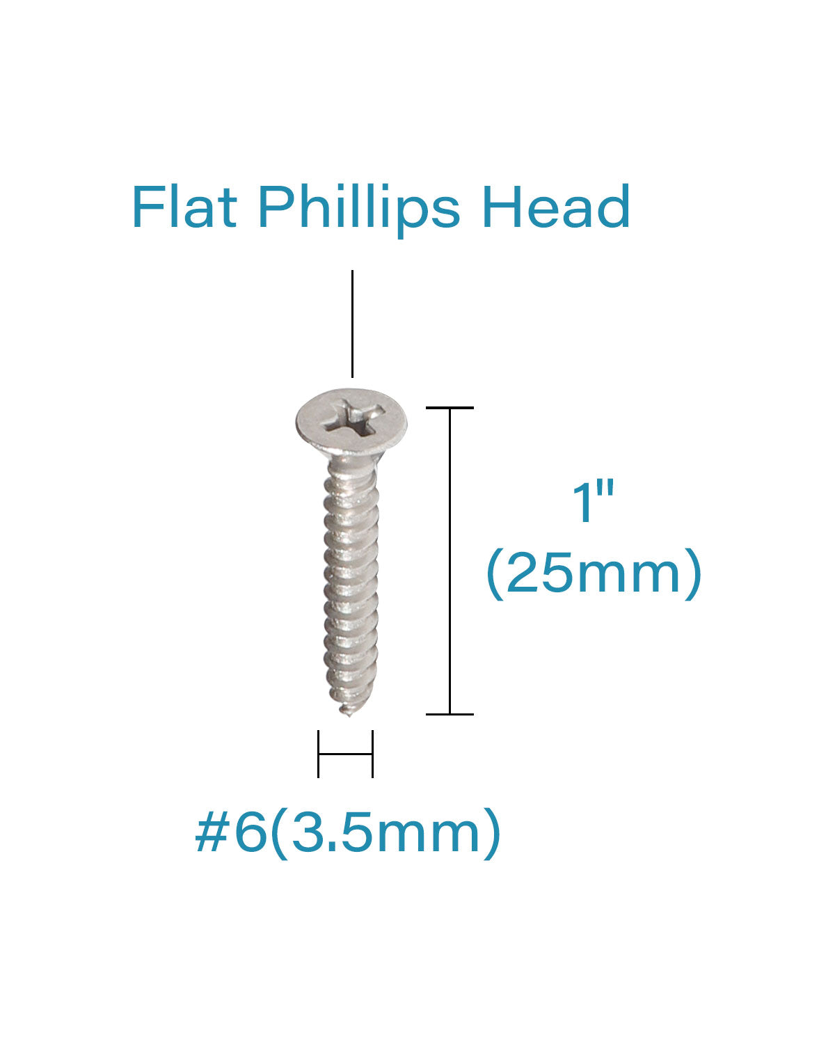 IMScrews 200pcs #6 x 1" (25mm) Stainless Flat Head Phillips Wood Screws 18-8 (304) Stainless Steel Countersunk Self Tapping Screws