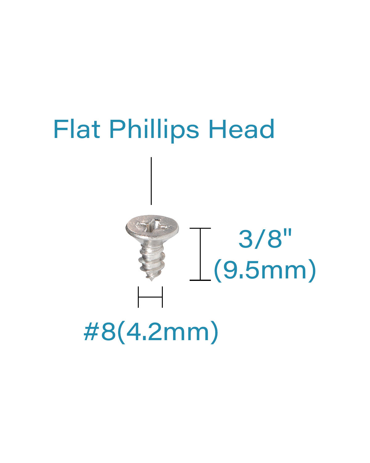 IMScrews 200pcs #8 x 3/8" (9.5mm) Stainless Flat Head Phillips Wood Screws 18-8 (304) Stainless Steel Countersunk Self Tapping Screws
