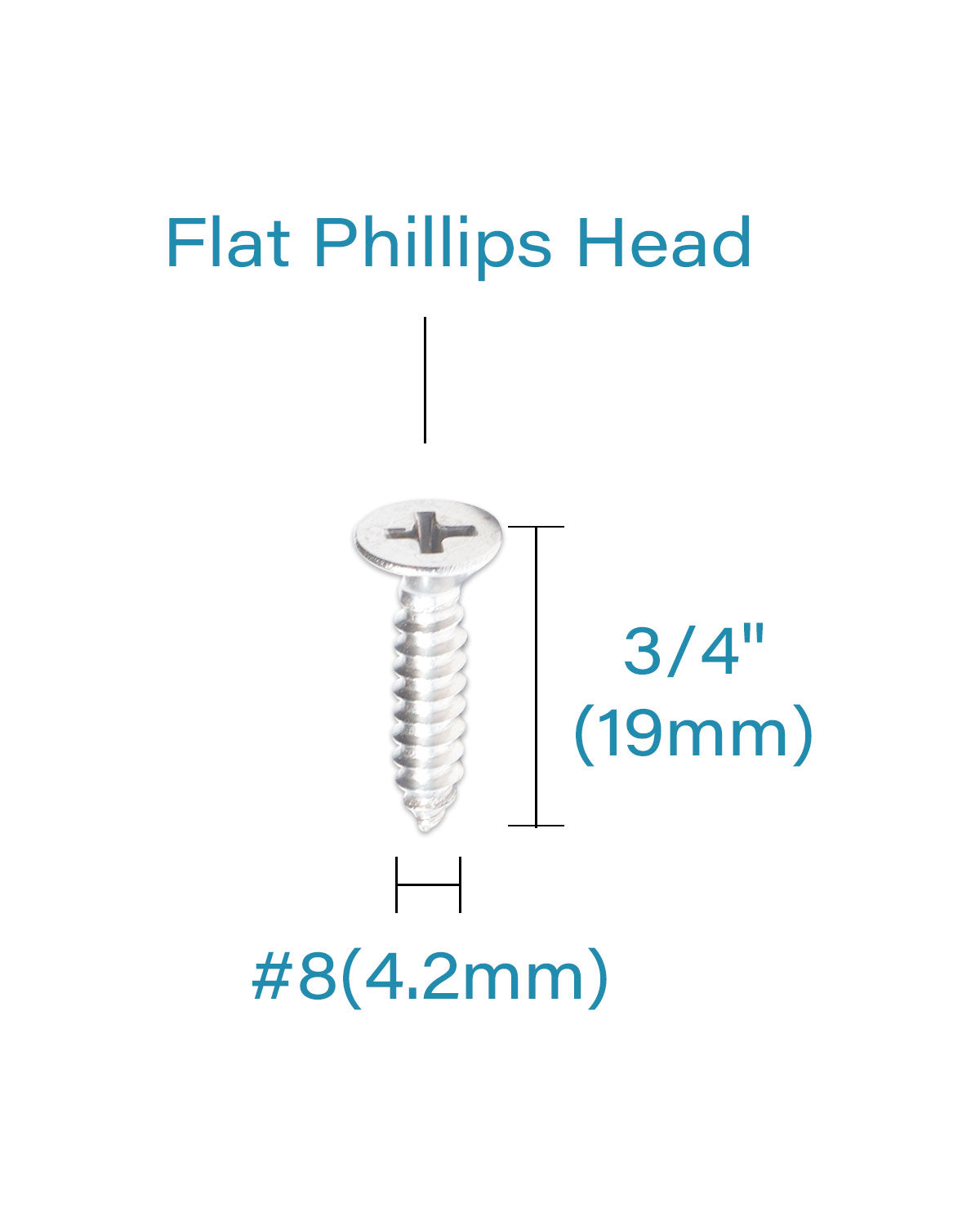 IMScrews 100pcs #8 x 3/4" (19mm) Stainless Flat Head Phillips Wood Screws 18-8 (304) Stainless Steel Countersunk Self Tapping Screws