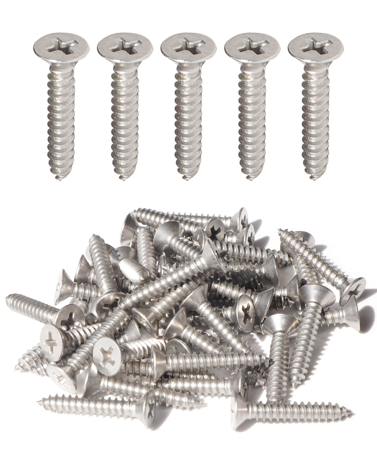 Stainless Steel Wood Screws #8 x 1 Inch 50pcs, Self Tapping Flat Head Phillips Screws 18/8 Stainless Steel for Sheet Metal, Cabinet, Wooden, Indoor and Outdoor Use by IMSCREWS