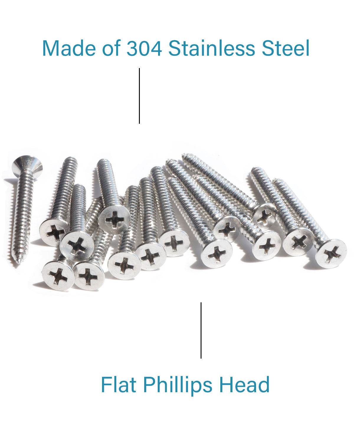 IMScrews 50pcs #8 x 2" (50mm) Stainless Flat Head Phillips Wood Screws 18-8 (304) Stainless Steel Countersunk Self Tapping Screws