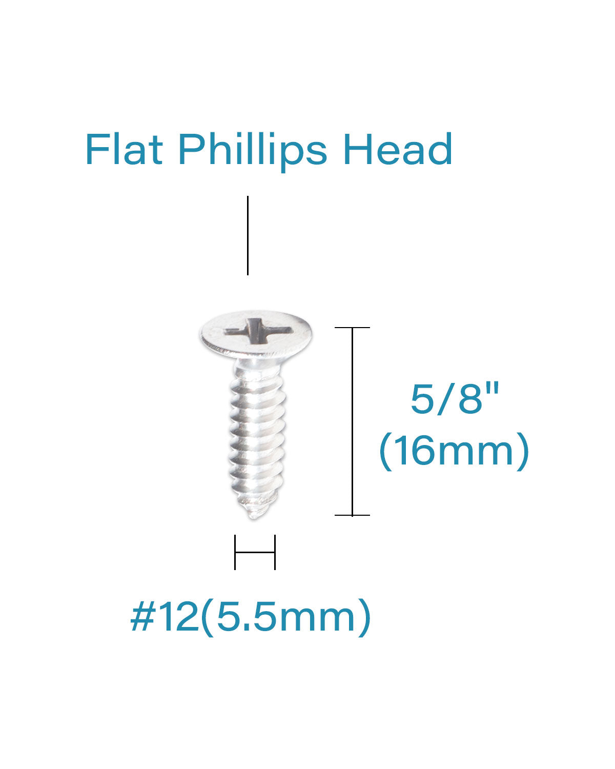 IMScrews 100pcs #12 x 5/8" (16mm) Stainless Flat Head Phillips Wood Screws 18-8 (304) Stainless Steel Countersunk Self Tapping Screws