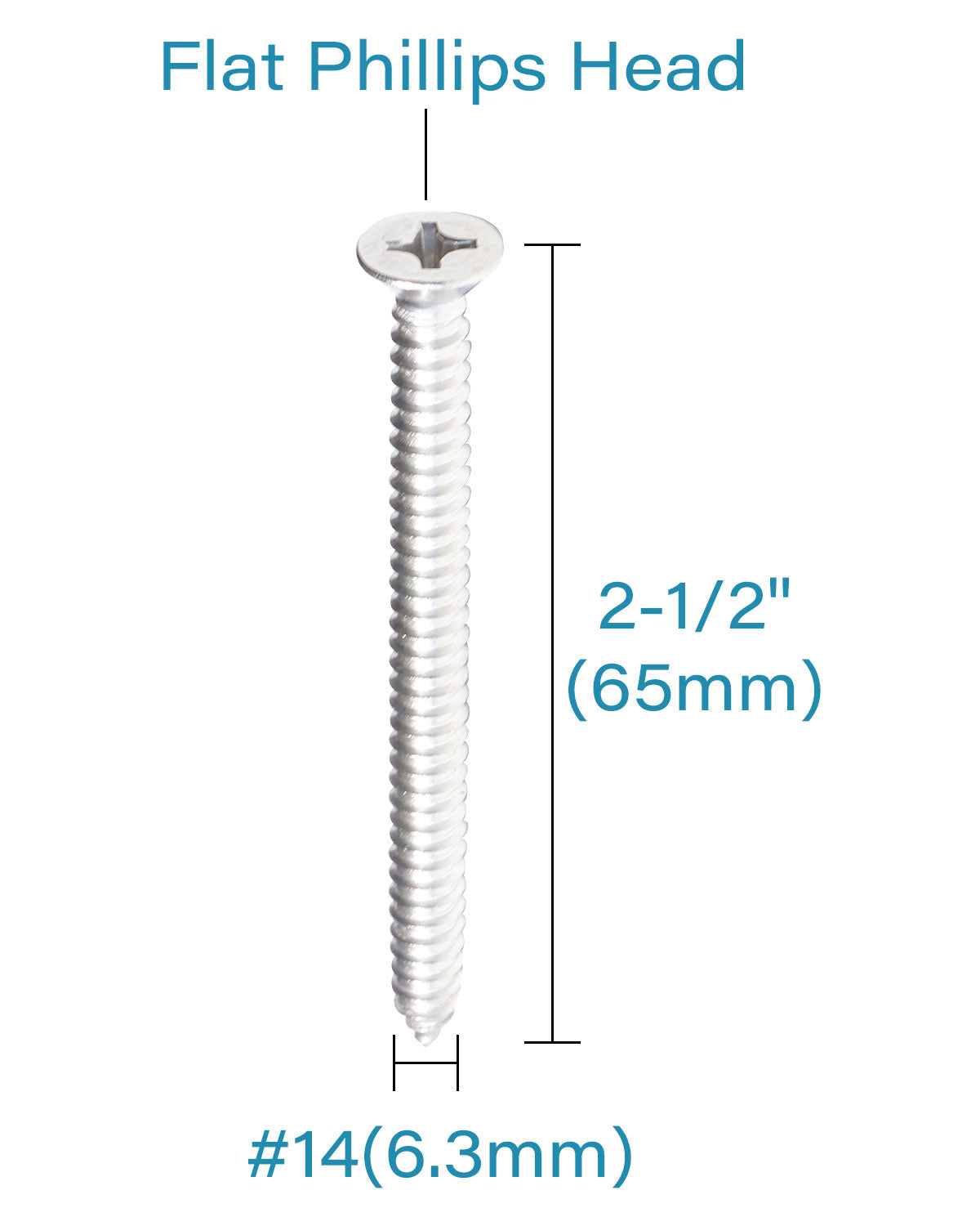 Wood Screws #14 x 2-1/2 Inch Flat Head Self Tapping Screws 25pcs, Stainless Steel 304 Sheet Metal Screws Cabinet Phillips Drive for Indoor and Outdoor Wooden Working by IMSCREWS