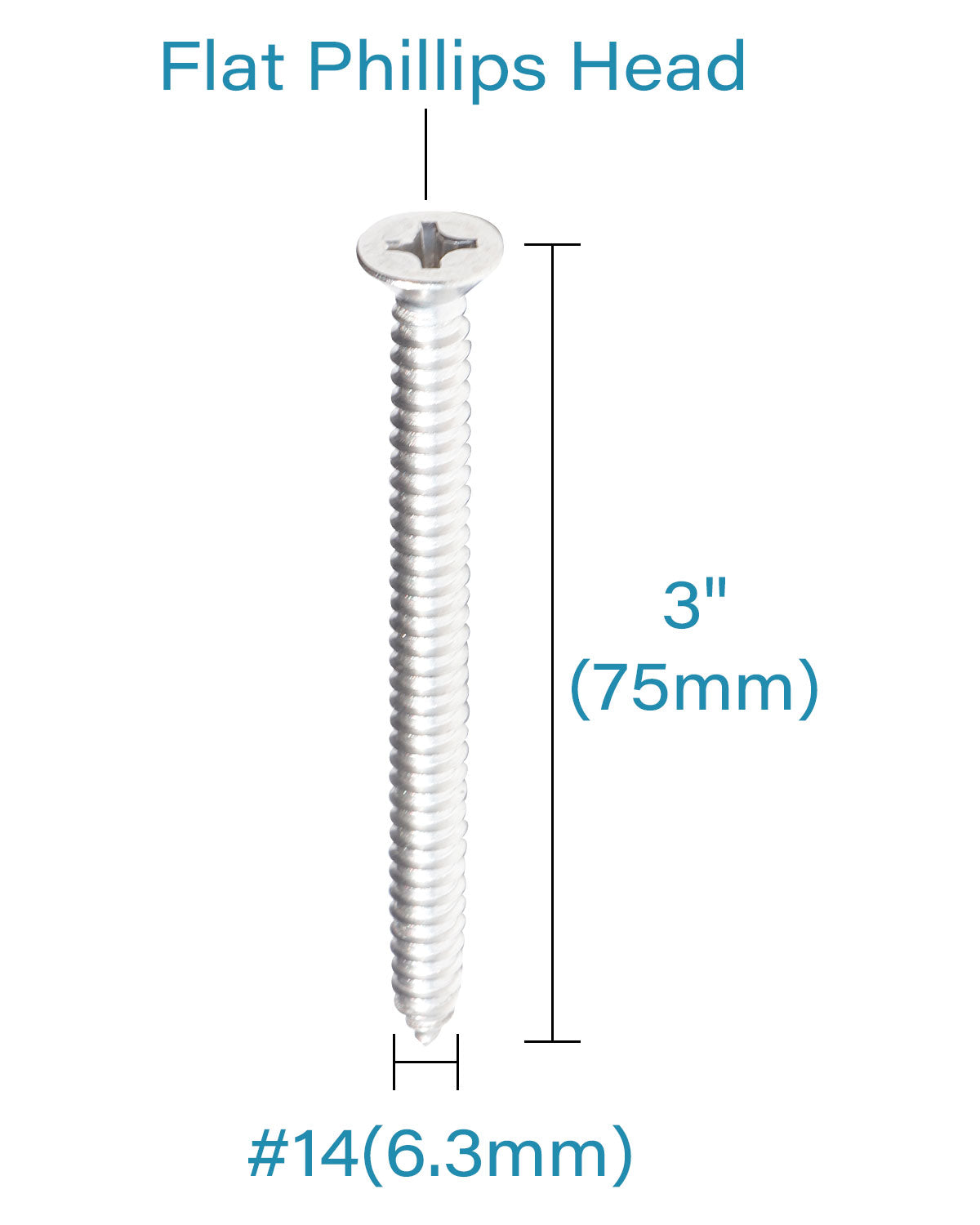 IMScrews 25 шт. # 14 x 3 дюйма (75 мм) шурупы по дереву Phillips с плоской головкой из нержавеющей стали 18-8 (304) саморезы из нержавеющей стали с потайной головкой