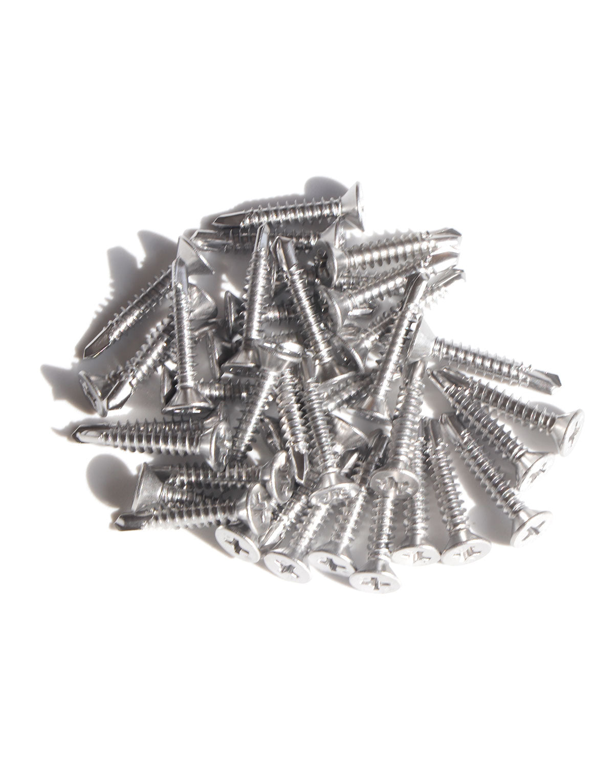 IMScrews 100pcs #8 x 1" Stainless Flat Head Phillips Self Drilling Screws, 410 Stainless Steel Full Thread Sheet Metal Tek Wood to Metal Screws