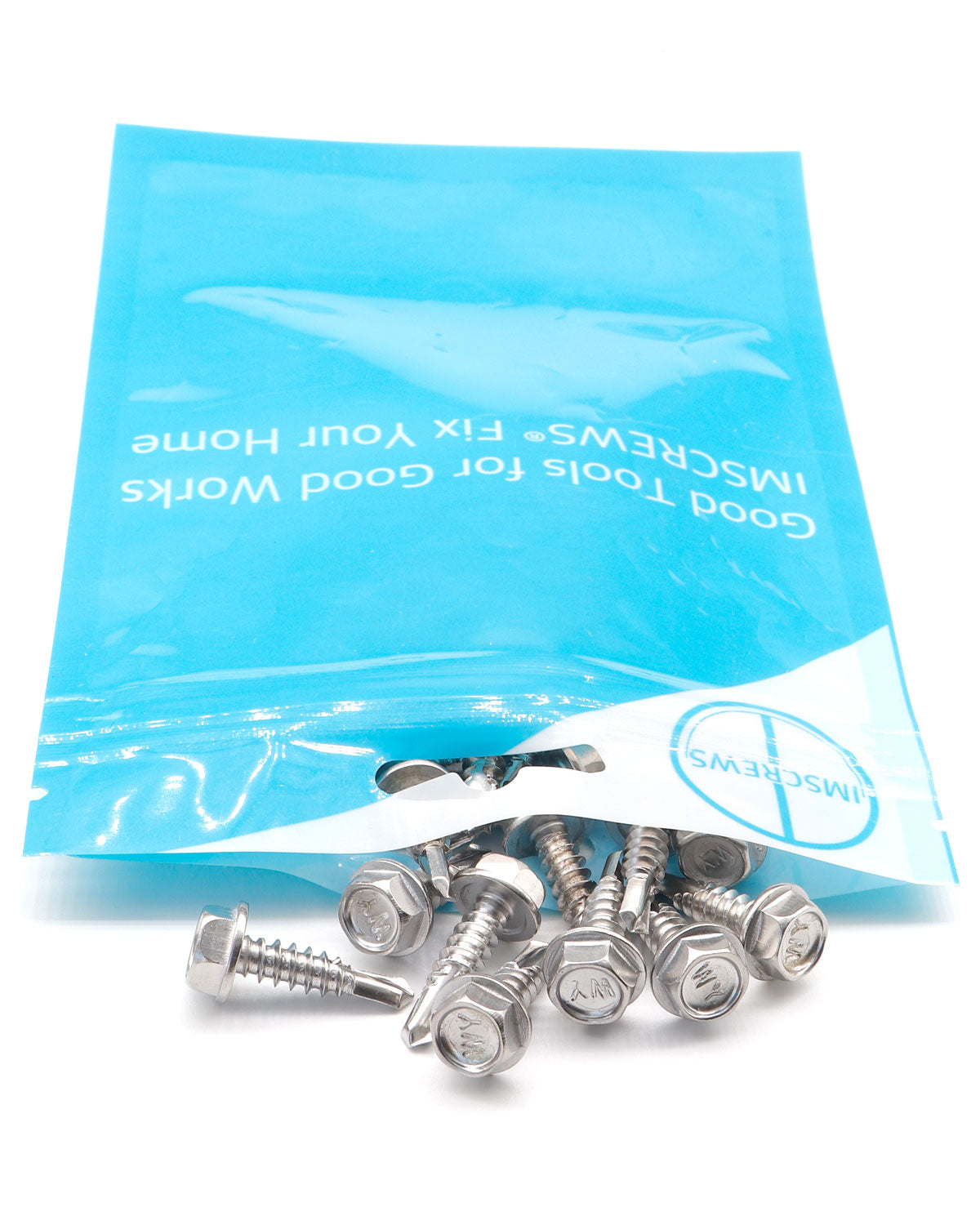 IMScrews 100 шт. # 8 x 3/4 дюйма, самосверлящие винты с шестигранной головкой и шайбой из нержавеющей стали, винты из нержавеющей стали 410 с полной резьбой для листового металла Tek