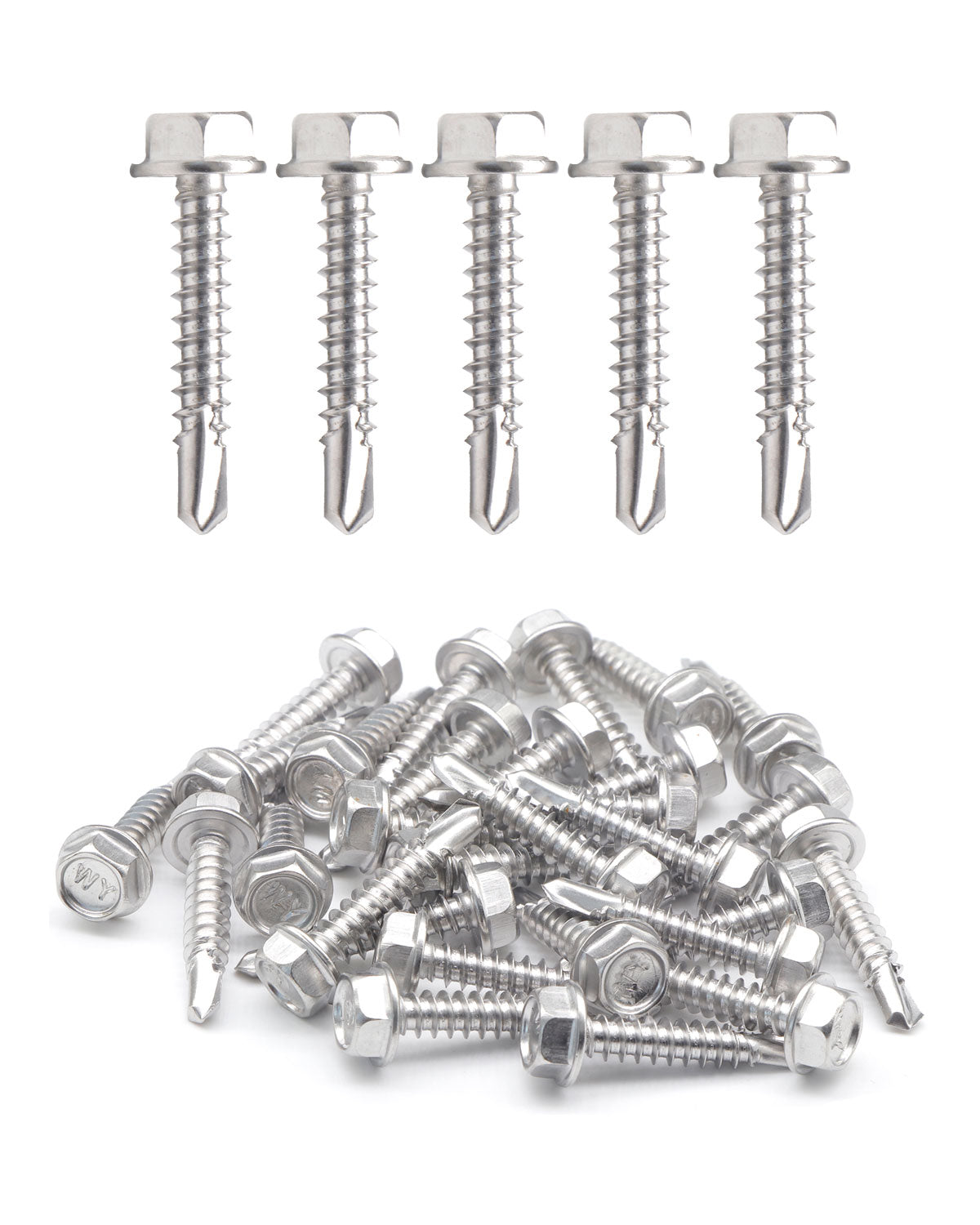 #8 x 1" Stainless Hex Washer Head Self Drilling Screws (50pcs), Sheet Metal Flanged Hex Tek Screw Stainless Steel 410 | by IMScrews