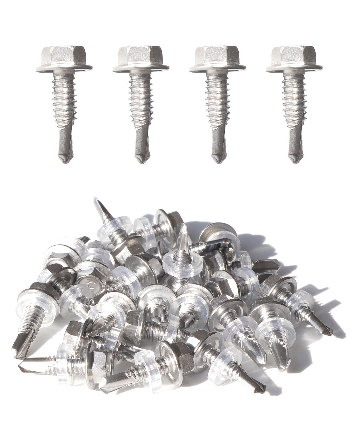 #12 x 3/4" Stainless Hex Washer Head Self Drilling Screws (100pcs) Stainless Steel 410 Fully Threaded Sheet Metal Tek Screws | by IMSCREWS