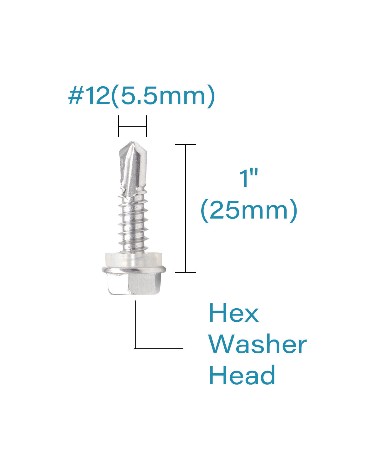 IMScrews 50 шт. # 12 x 1 "Самосверлящие винты с шестигранной головкой из нержавеющей стали, винты из нержавеющей стали 410 с полной резьбой для листового металла Tek