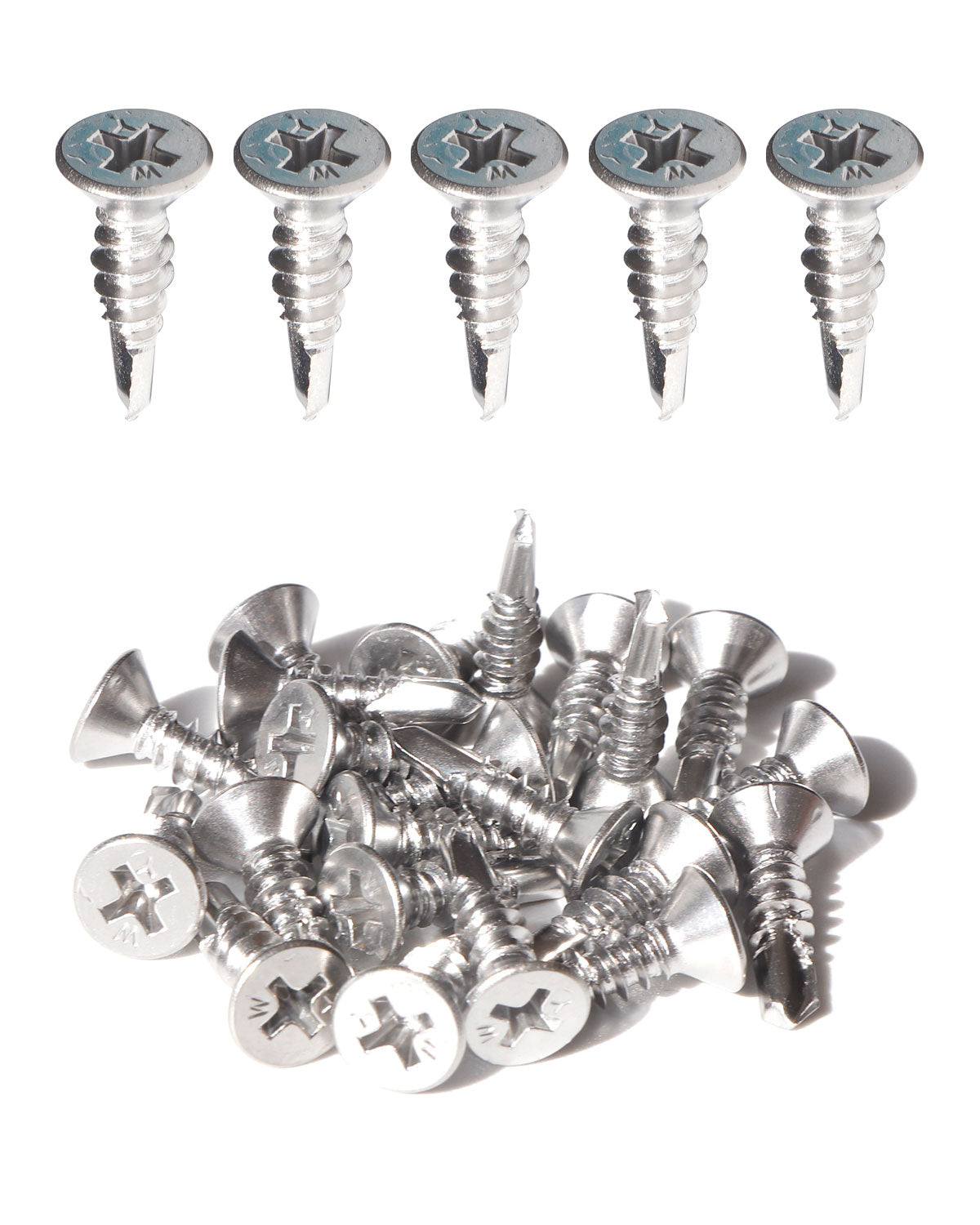 IMScrews 25 шт. # 12 x 3/4 дюйма, самосверлящие винты Phillips с плоской головкой из нержавеющей стали, винты из нержавеющей стали 410 с полной резьбой для листового металла Tek, винты по дереву и металлу