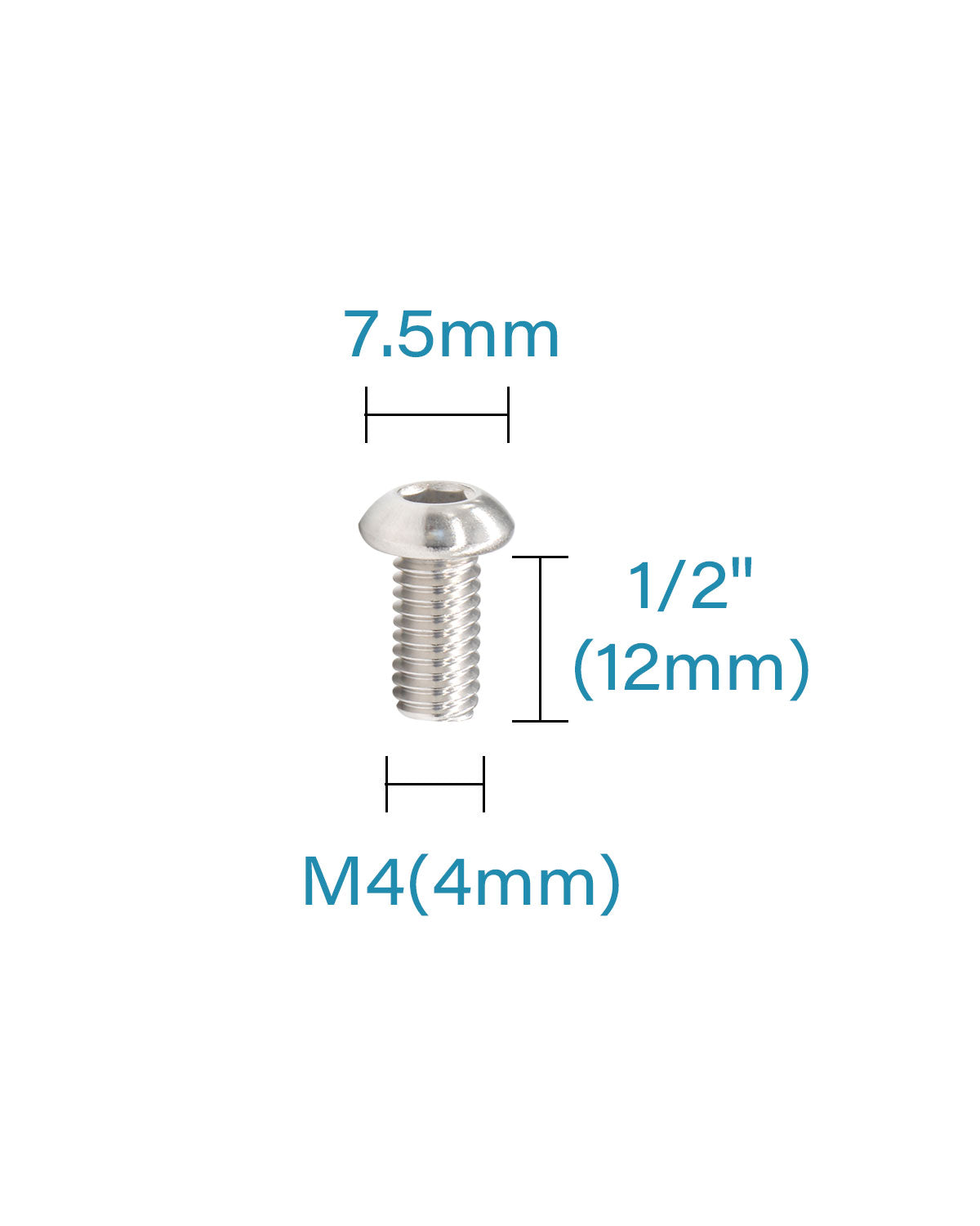 M4 x 1/2" (12mm) Button Head Socket Cap Bolts Screws 100pcs, 18-8 Stainless Steel 304 Allen Hex Drive Fully Thread Machine Screw ISO7380 | by IMSCREWS