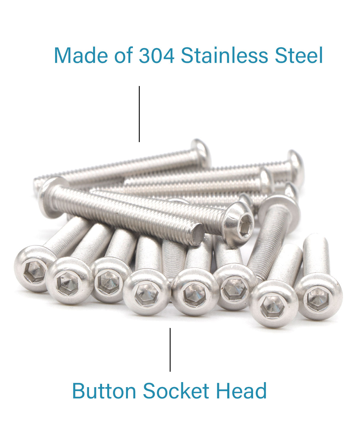 M4 x 1-1/2" Button Head Socket Cap Bolts Screws (50pcs) 18-8 Stainless Steel 304 Allen Hex Drive Fully Thread Machine Screw ISO7380 | by IMSCREWS