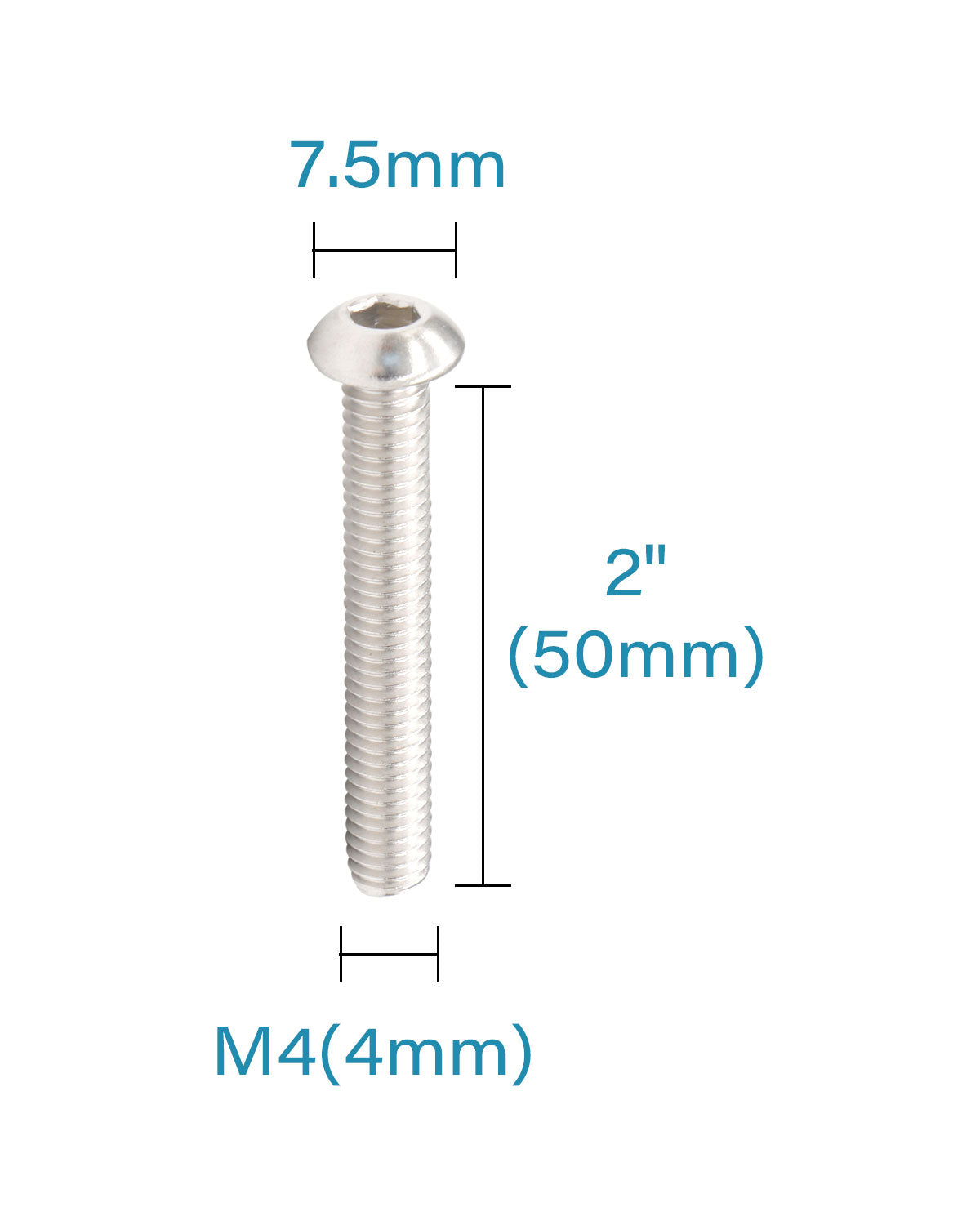 Болты с полукруглой головкой M4 x 2 дюйма Винты (25 шт.) Нержавеющая с –  IMSCREWS