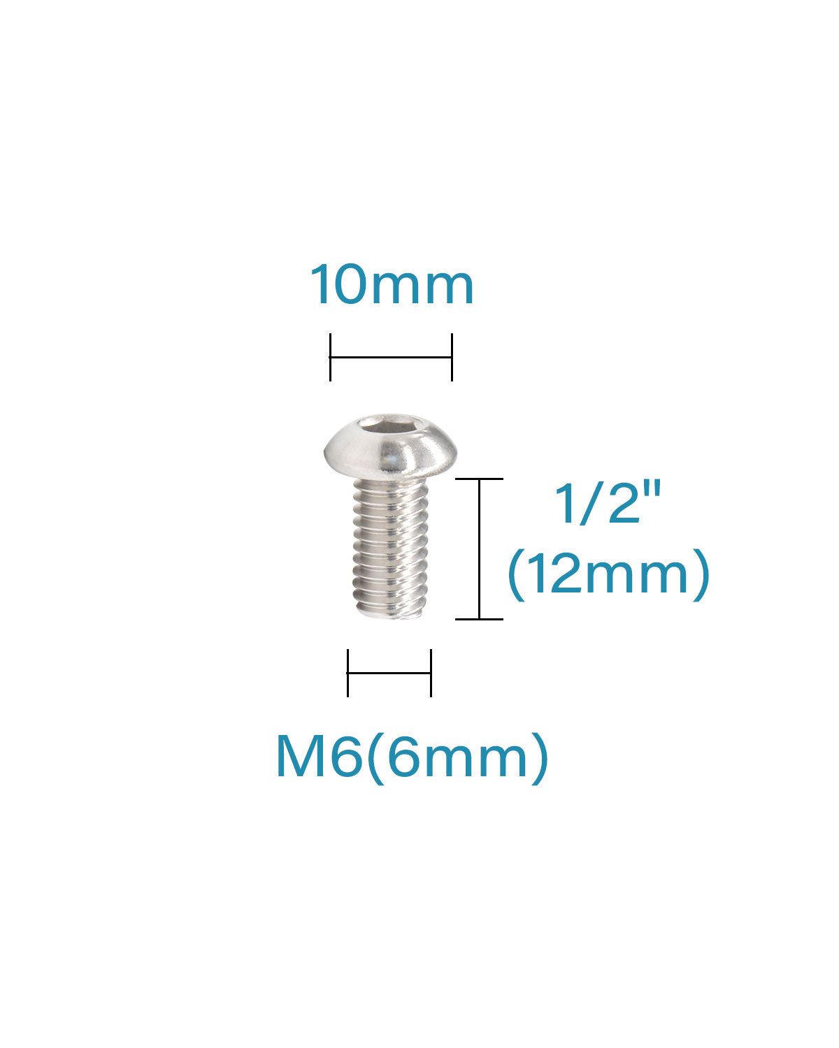 M6 x 1/2"(12mm) Button Head Socket Cap Bolts Screws 100pcs, 18-8 Stainless Steel 304 Allen Hex Drive Fully Thread Machine Screw ISO7380 | by IMSCREWS