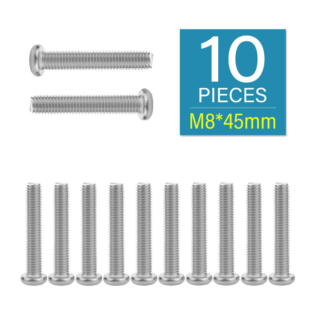 M8 x 45mm Machine Screws (10pcs) Pan Phillips Cross Head TV Wall Mounts Screws for Samsung Series TV, 18/8 Stainless Steel | by IMSCREWS